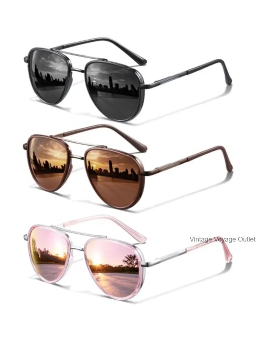 Polarized Aviator Sunglasses with UV Protection Metal Frame